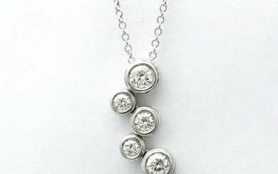 Tiffany Bubble Necklace Platinum 950 Diamond Men Women Fashion Pendant Necklace (Silver)