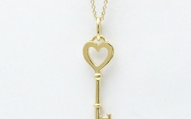 Tiffany Heart Key Yellow Gold (18K) No Stone Men Women Fashion Pendant Necklace (Gold)