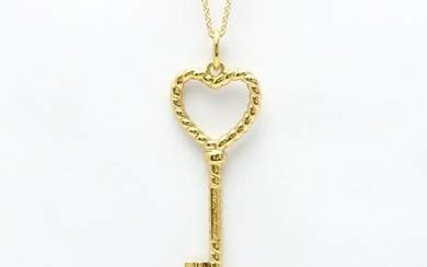Tiffany Twisted Heart Key Necklace Yellow Gold (18K) No Stone Men Women Fashion Pendant Necklace