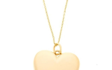 Tiffany & Co. Gold Heart Locket Pendant with Chain Necklace