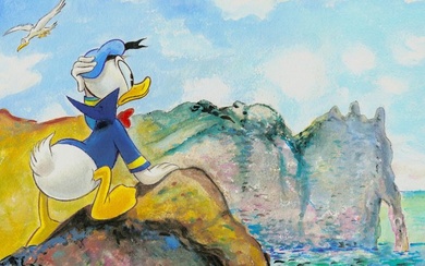 Tony Fernandez - Donald Duck Inspired By Claude Monet's "The Cliff of Aval, Etrétat" (1885) - 65 x 50 cm - Acrylic