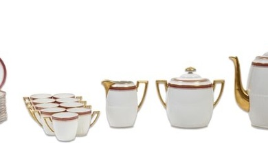 Twenty-Four Piece French Limoges Porcelain Coffee Set, 20th c., by JBT & Co., Pot- H.- 9 in., W.- 10