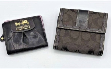 Two COACH Brown Leather Bi Fold Wallets - Clean
