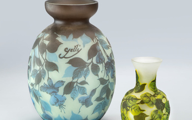 Two Galle Style Cameo Glass Vases
