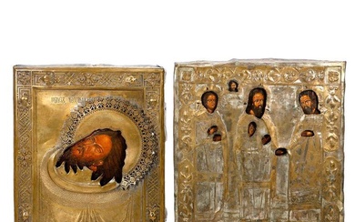 Two Icons, Head of John and Three Saints.