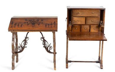 Two Spanish Colonial Style Desks Vargueno, height 41 x