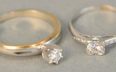 Two diamond engagement rings, one platinum size 4 1/4