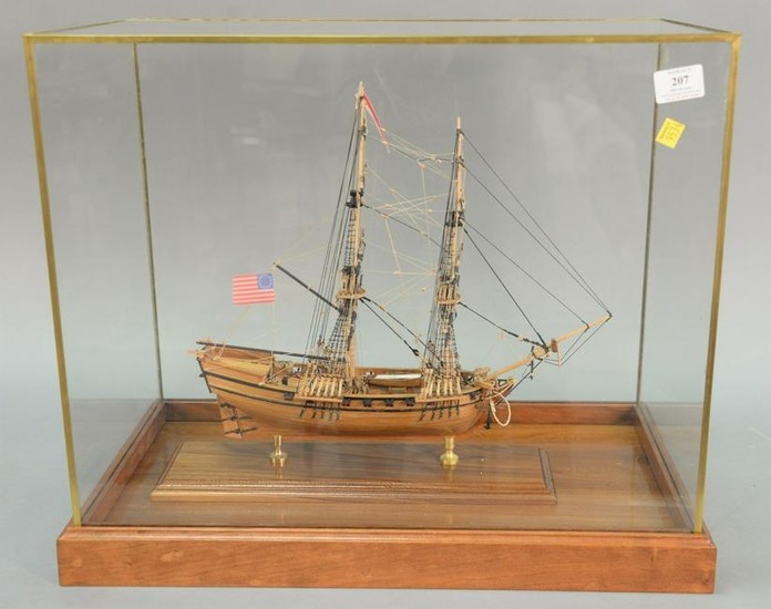 Two masted sailing ship model Colonial Brig of War, ht.