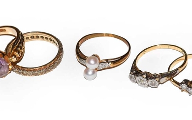 Two three stone rings - 2.4 grams. Eternity ring...