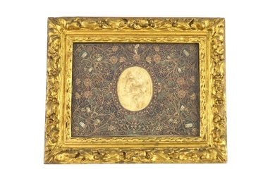 Un sceau papal en cire du 17ème sièclemaintenant présenté dans un cadre en gesso doré...