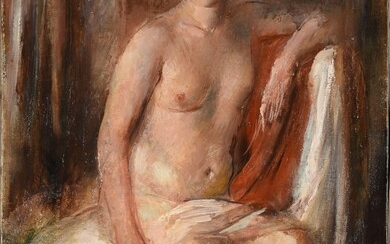 VERA ROCKLINE (1896-1934) Nu assis Huile sur toile Signée en bas à droite 65 x...