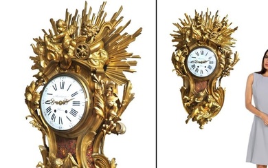 VERY LARGE GILT BRONZE CARTEL CLOCK BY MARTINOT, 19th C