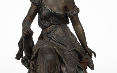VICTORIAN PATINATED SPELTER AND MARBLE STATUE