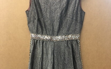 VINTAGE BLACK AND SILVER MAXI DRESS WITH SILVER SEQUIN DETAIL,...