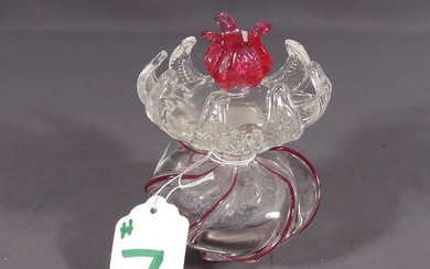 VINTAGE MURANO ART GLASS PERFUME BOTTLE WITH ORNATE FINIAL
