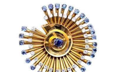 Van Cleef Arpels VCA Sapphire Fine Diamonds 18k Gold Brooch