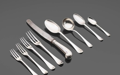 Various Makers, George II and George III Hanoverian assembled flatware service