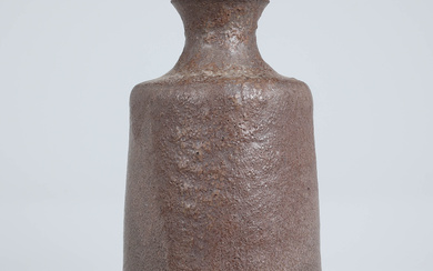 Vase in partially glazed stoneware, signed.