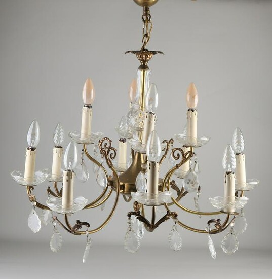 Venetian-style brass pendant lamp with crystal glass