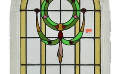 Very Large Arched Top British Stained Glass Window