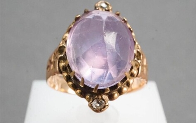 Victorian Tested 10-Karat Yellow-Gold and Amethyst Ring, 2.7 gross dwt, Size: 5-1/2