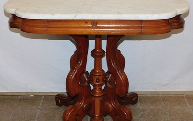 Victorian Walnut Marble Top Center Table