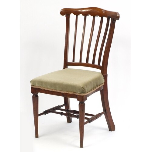 Victorian mahogany slat back occasional chair, 91cm high
