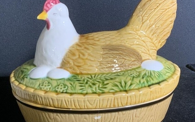 Vintage Ceramic West German Chicken Trinket Box