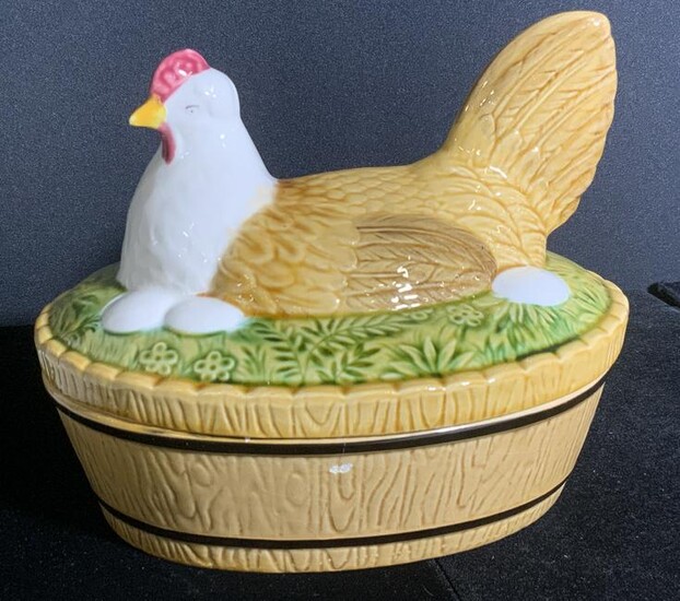 Vintage Ceramic West German Chicken Trinket Box