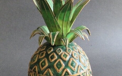 Vintage Cloisonne Pineapple Container Trinket Box