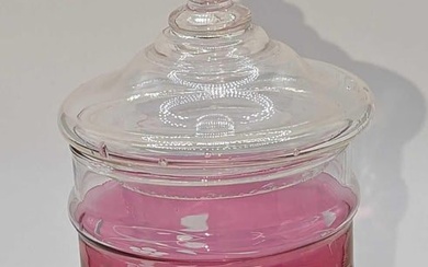 Vintage Etched Cranberry Style Glass Candy Dish