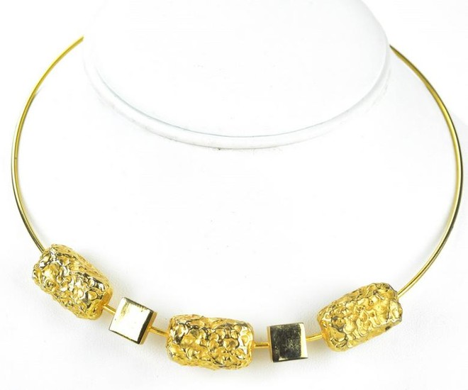 Vintage Modernist Faux Gold Nugget Motif Necklace