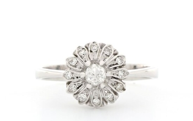 Vintage - No Reserve Price - 18 kt. White gold - Ring - 0.22 ct Diamond - Diamonds