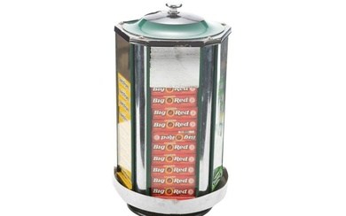 Vintage revolving tin and glass Chewing Gum Dispenser, circa 1940s, in original paint and condition