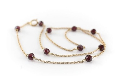 Vt Dainty 14k Garnet Choker Necklace tiny faceted stones delicate chain 14.75in.