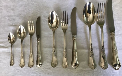 WMF / Geislingen - 9 person cutlery set (93) - Louis XV - Silverplate - Abbeville