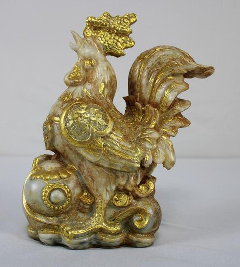 White Jade like Stone Rooster Statue