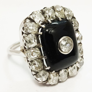 White gold - Ring - 4.50 ct Diamond - Onyx