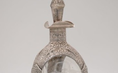 Wine carafe - .900 silver, Glass - Thailand - First half 20th century