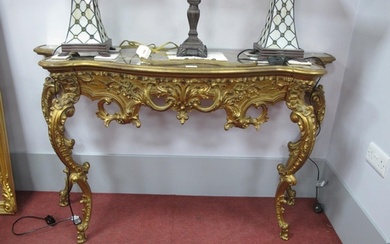 XVIII Century Style French Gilt Rococo Console Table, with g...