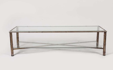 XXe siècle Table basse façon bambou en acier, H 41 x 152 x 50 cm...