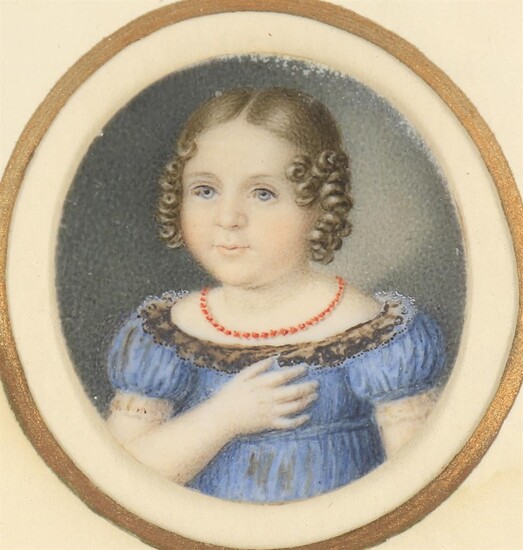 Y Early 19th century British School portrait miniature on ivory of a young girl