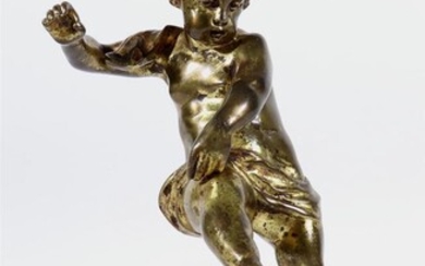 (-), bronzen putto op metalen voet, 19e eeuw...