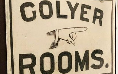 c. 1880 COLYER ROOMS Iron Hanging Sign