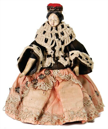 dollhouse doll, Biedermeier, lady, papier mâché head