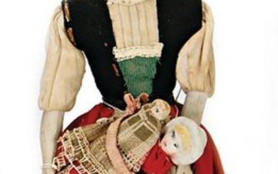 dollhouse doll, c. 1890, Parian, bisque shoulder headed