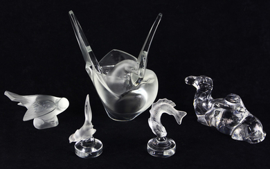 (lot of 5) Lalique figural groups