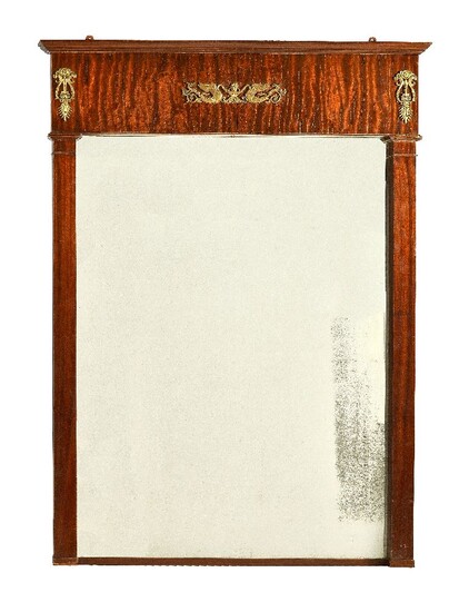 A mahogany and gilt metal mounted wall mirror in Empire taste