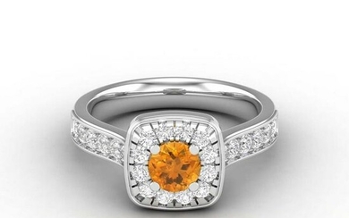 0.50 Ctw Round Yellow Citrine 14K Gold Ring For Women
