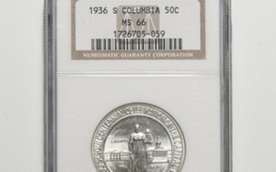 1936-S Columbia Commemorative Half Dollar, NGC MS66.
